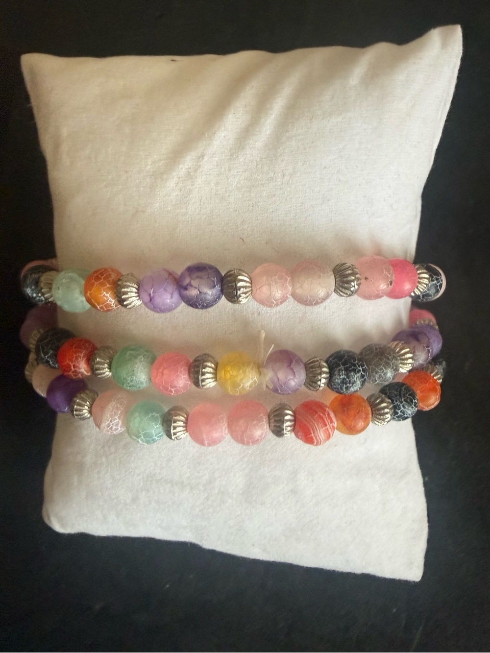 Multicolor Agate Bead Stretch Bracelet Set - No Brand